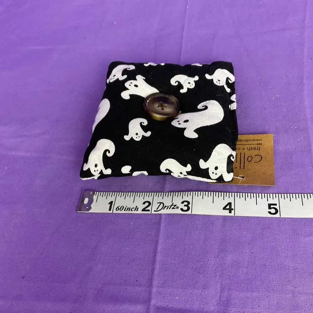 Collins Halloween Fabric Bowl Filler Pillow Black White Ghost Print Button
